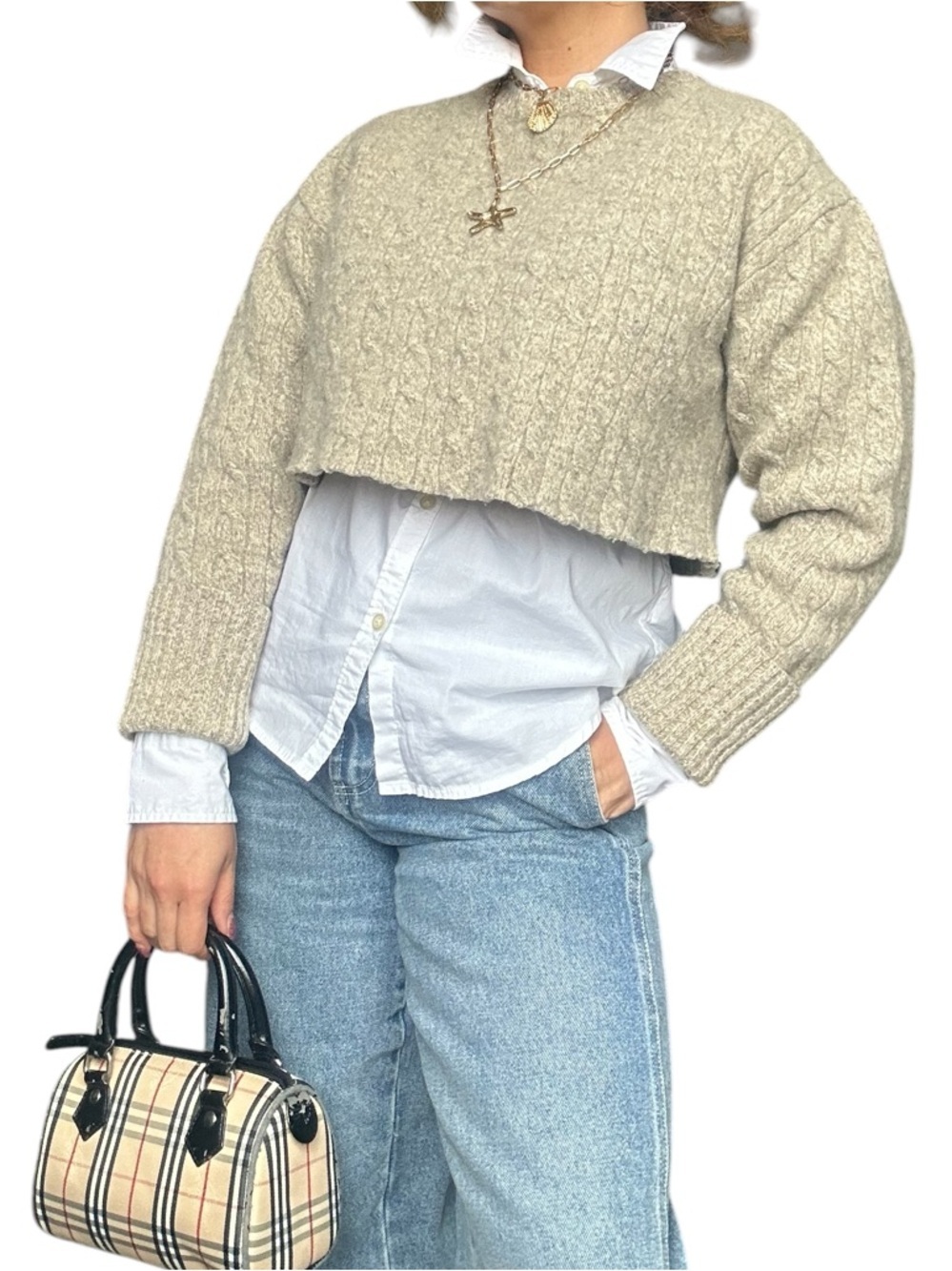 Giordano - Cropped Lambswool Sweater Grey Beige - XL - Picture 5 of 7